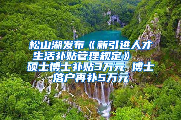 松山湖发布《新引进人才生活补贴管理规定》  硕士博士补贴3万元 博士落户再补5万元