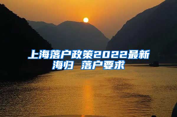 上海落户政策2022最新海归 落户要求