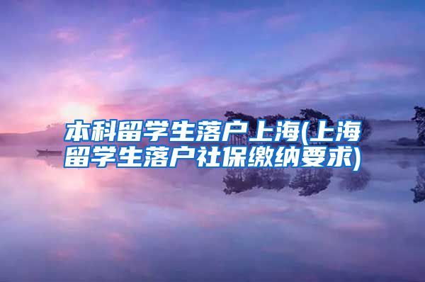 本科留学生落户上海(上海留学生落户社保缴纳要求)