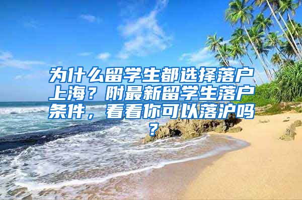 为什么留学生都选择落户上海？附最新留学生落户条件，看看你可以落沪吗？