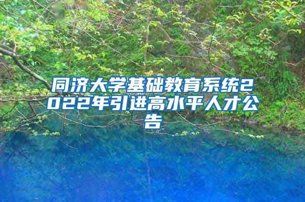 同济大学基础教育系统2022年引进高水平人才公告