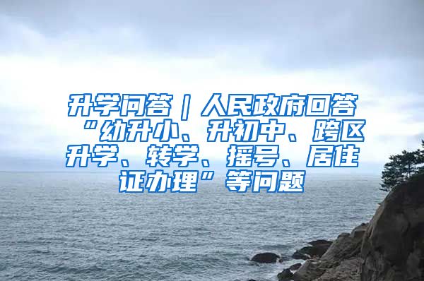 升学问答｜人民政府回答“幼升小、升初中、跨区升学、转学、摇号、居住证办理”等问题