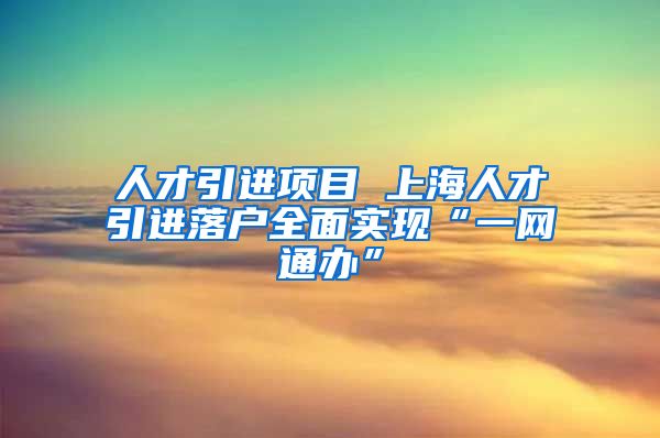 人才引进项目 上海人才引进落户全面实现“一网通办”