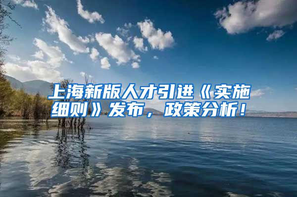 上海新版人才引进《实施细则》发布，政策分析！