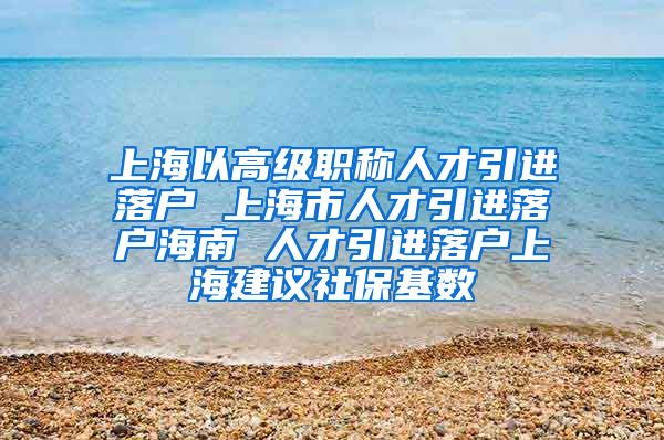 上海以高级职称人才引进落户 上海市人才引进落户海南 人才引进落户上海建议社保基数