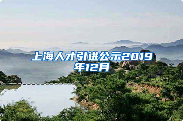 上海人才引进公示2019年12月