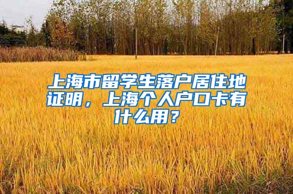 上海市留学生落户居住地证明，上海个人户口卡有什么用？