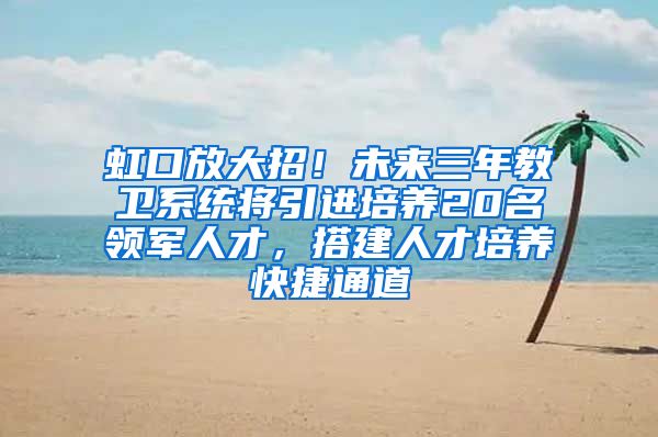 虹口放大招！未来三年教卫系统将引进培养20名领军人才，搭建人才培养快捷通道