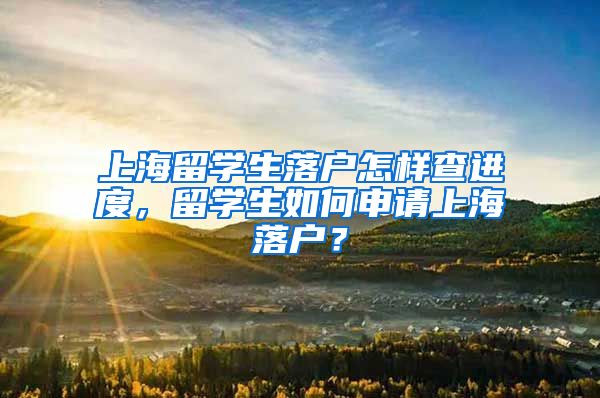 上海留学生落户怎样查进度，留学生如何申请上海落户？