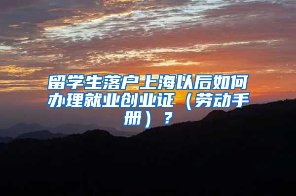 留学生落户上海以后如何办理就业创业证（劳动手册）？