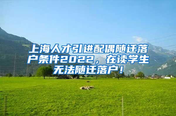 上海人才引进配偶随迁落户条件2022，在读学生无法随迁落户！