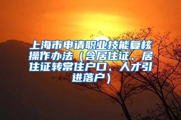 上海市申请职业技能复核操作办法（含居住证、居住证转常住户口、人才引进落户）