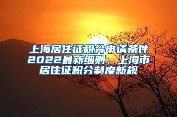 上海居住证积分申请条件2022最新细则，上海市居住证积分制度新规