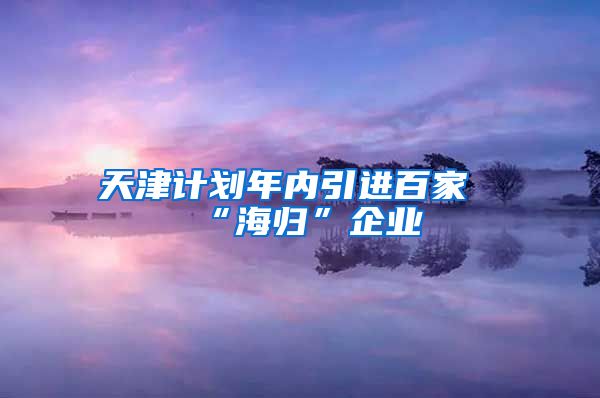 天津计划年内引进百家“海归”企业