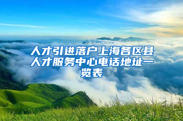 人才引进落户上海各区县人才服务中心电话地址一览表