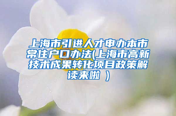 上海市引进人才申办本市常住户口办法(上海市高新技术成果转化项目政策解读来啦→)