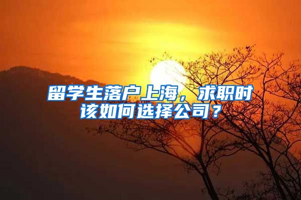 留学生落户上海，求职时该如何选择公司？