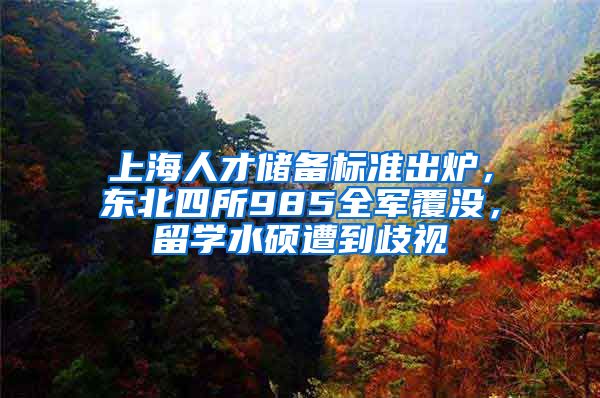 上海人才储备标准出炉，东北四所985全军覆没，留学水硕遭到歧视