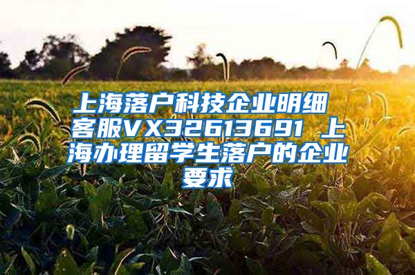 上海落户科技企业明细 客服VX32613691 上海办理留学生落户的企业要求