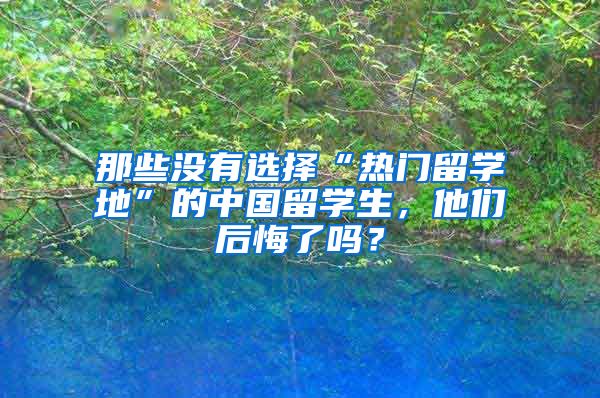 那些没有选择“热门留学地”的中国留学生，他们后悔了吗？