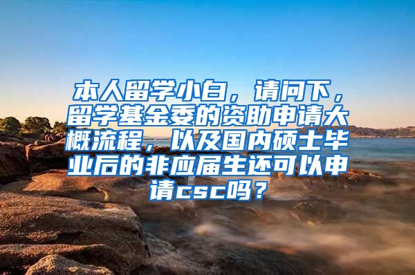 本人留学小白，请问下，留学基金委的资助申请大概流程，以及国内硕士毕业后的非应届生还可以申请csc吗？