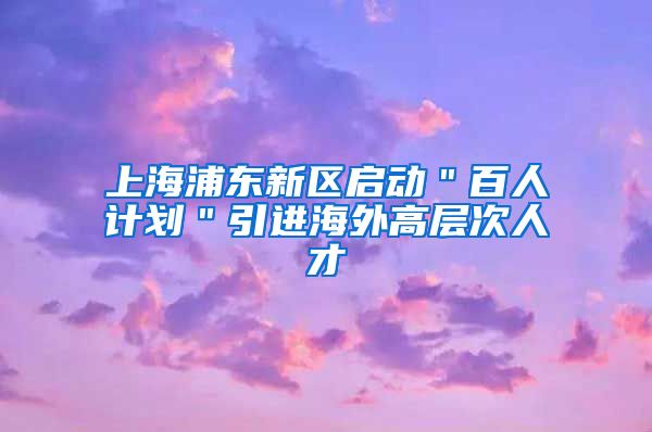 上海浦东新区启动＂百人计划＂引进海外高层次人才