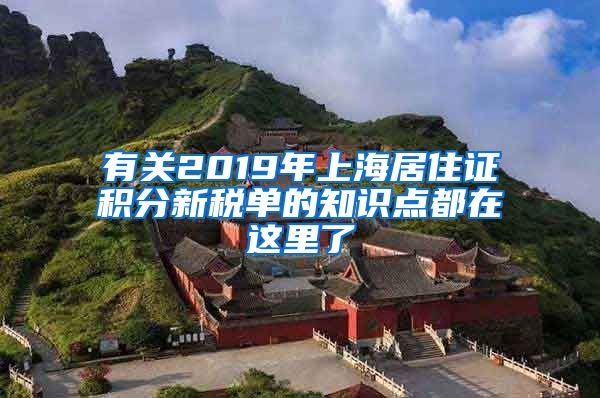 有关2019年上海居住证积分新税单的知识点都在这里了