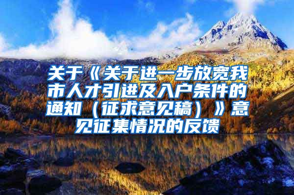 关于《关于进一步放宽我市人才引进及入户条件的通知（征求意见稿）》意见征集情况的反馈