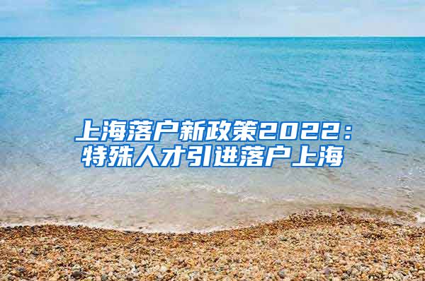 上海落户新政策2022：特殊人才引进落户上海