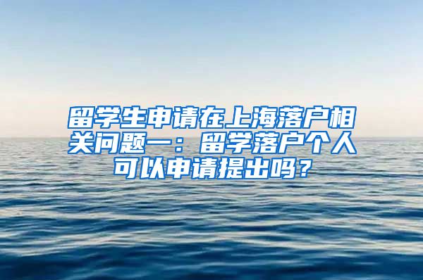 留学生申请在上海落户相关问题一：留学落户个人可以申请提出吗？