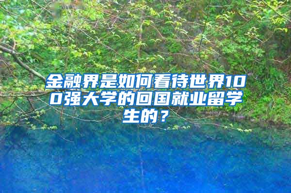 金融界是如何看待世界100强大学的回国就业留学生的？