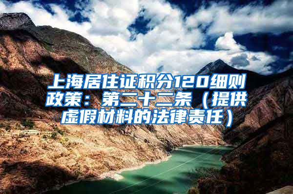 上海居住证积分120细则政策：第二十二条（提供虚假材料的法律责任）