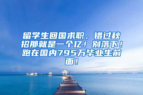 留学生回国求职，错过秋招那就是一个亿！别落下！跑在国内795万毕业生前面！