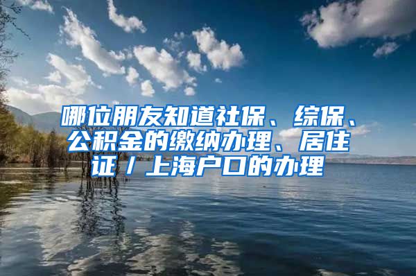 哪位朋友知道社保、综保、公积金的缴纳办理、居住证／上海户口的办理