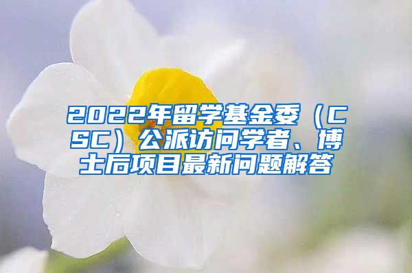 2022年留学基金委（CSC）公派访问学者、博士后项目最新问题解答