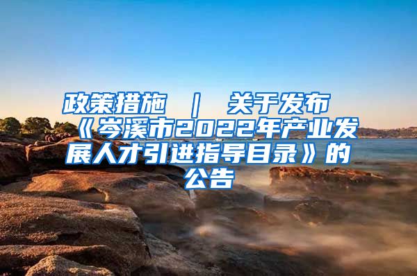 政策措施 ｜ 关于发布《岑溪市2022年产业发展人才引进指导目录》的公告