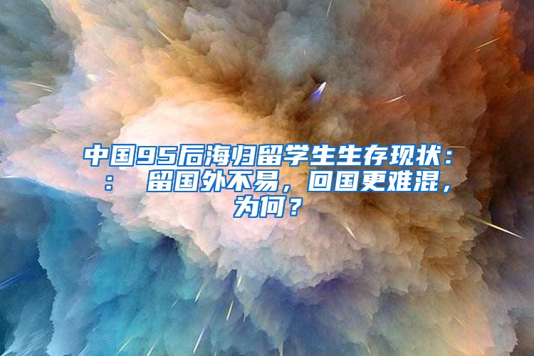 中国95后海归留学生生存现状： ： 留国外不易，回国更难混，为何？