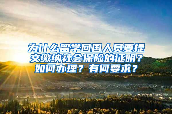 为什么留学回国人员要提交缴纳社会保险的证明？如何办理？有何要求？