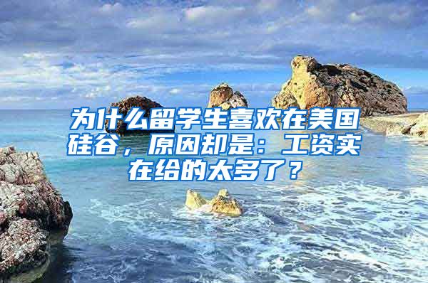 为什么留学生喜欢在美国硅谷，原因却是：工资实在给的太多了？