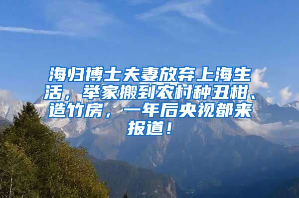 海归博士夫妻放弃上海生活，举家搬到农村种丑柑、造竹房，一年后央视都来报道！