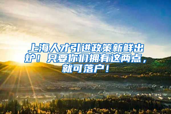 上海人才引进政策新鲜出炉！只要你们拥有这两点，就可落户！