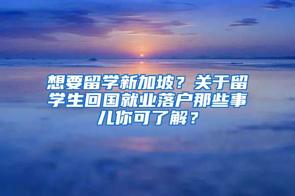 想要留学新加坡？关于留学生回国就业落户那些事儿你可了解？