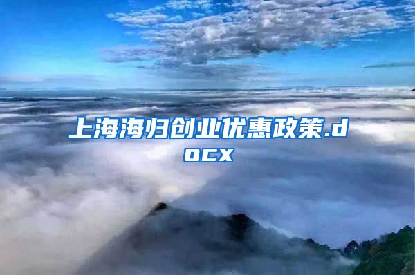 上海海归创业优惠政策.docx