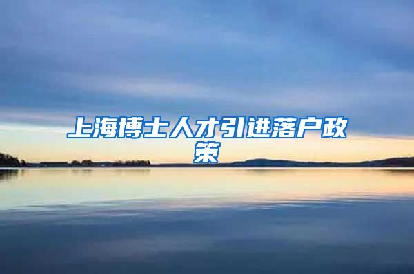 上海博士人才引进落户政策