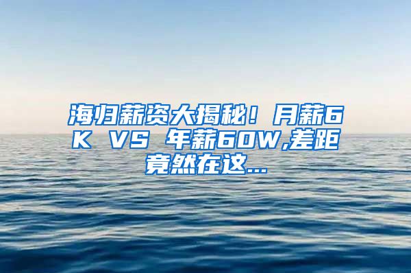 海归薪资大揭秘！月薪6K VS 年薪60W,差距竟然在这...