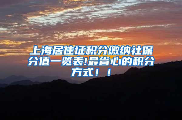 上海居住证积分缴纳社保分值一览表!最省心的积分方式！！