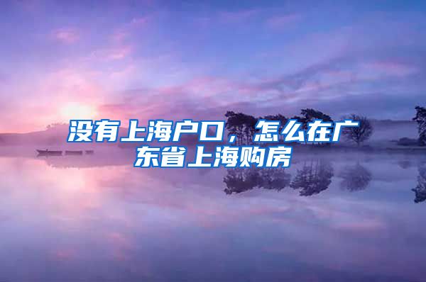 没有上海户口，怎么在广东省上海购房