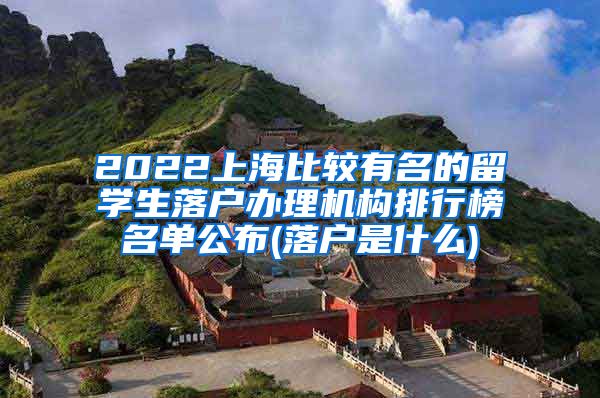 2022上海比较有名的留学生落户办理机构排行榜名单公布(落户是什么)