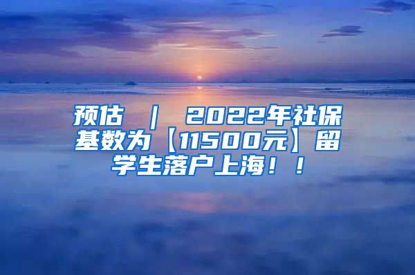 预估 ｜ 2022年社保基数为【11500元】留学生落户上海！！