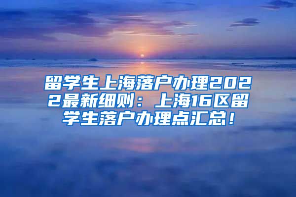 留学生上海落户办理2022最新细则：上海16区留学生落户办理点汇总！